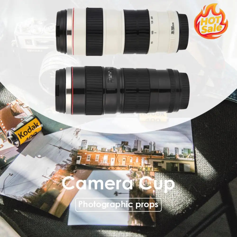 400ml Camera Lens Coffee Mug Leak Proof Photo Coffee Cup Novelty Stainless Steel Water Bottle Gifts for Lovers Valentine's Day Zpaxo