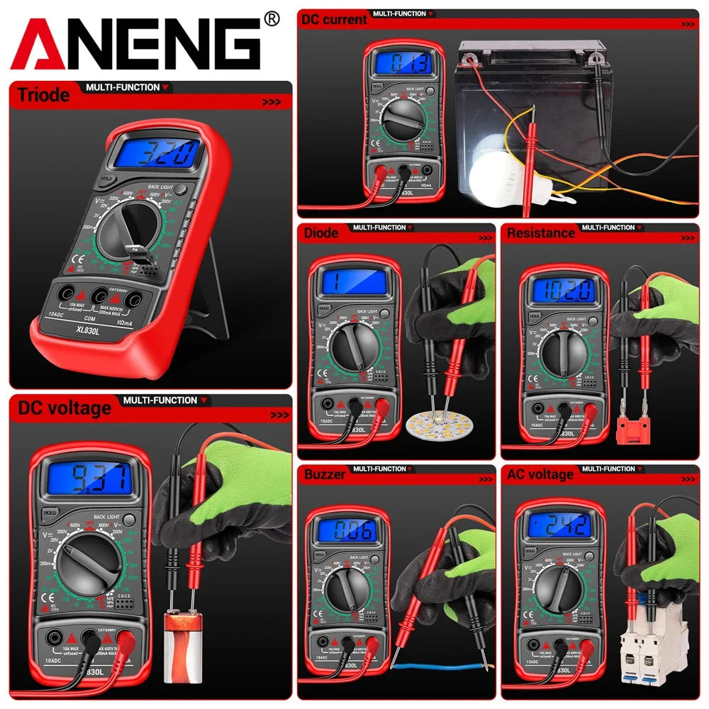 ANENG XL830L Multimeter Voltage Meter 1999 Counts Ammeter Ohm