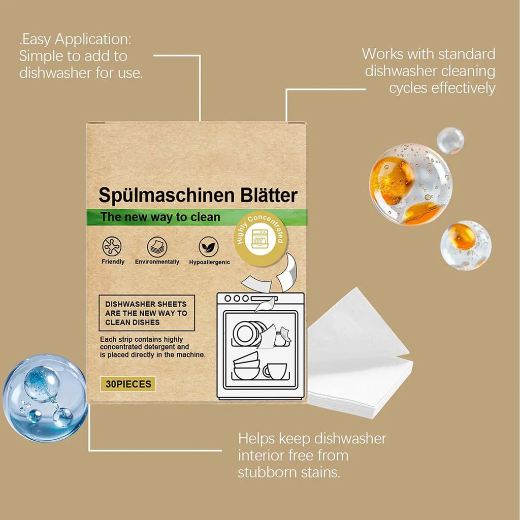 Eco-friendly Dishwasher Detergent Sheets Natural Cleaning Strips
