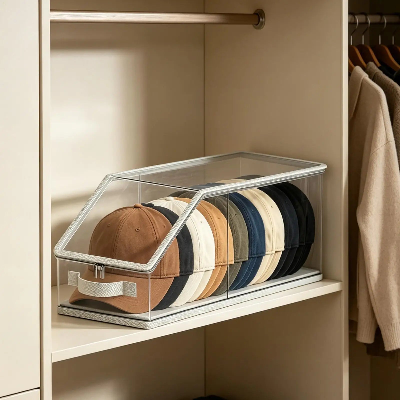 Hat Organizer Box Closet Stackable Baseball Cap Container Holder Home