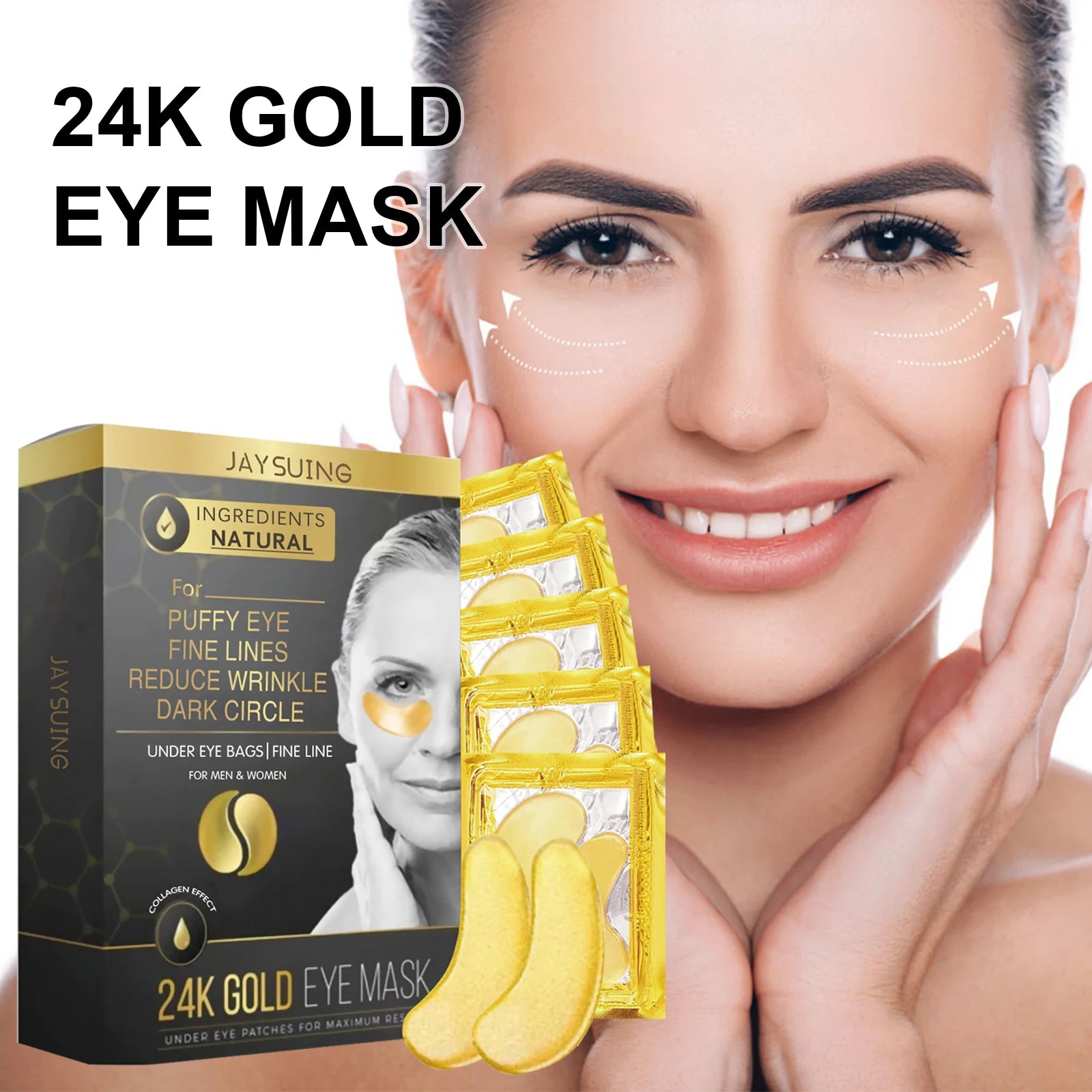 24K Gold Collagen Eye Mask Patches – Brighten & Firm (5 Pairs) Eye Mask Patches Zpaxo