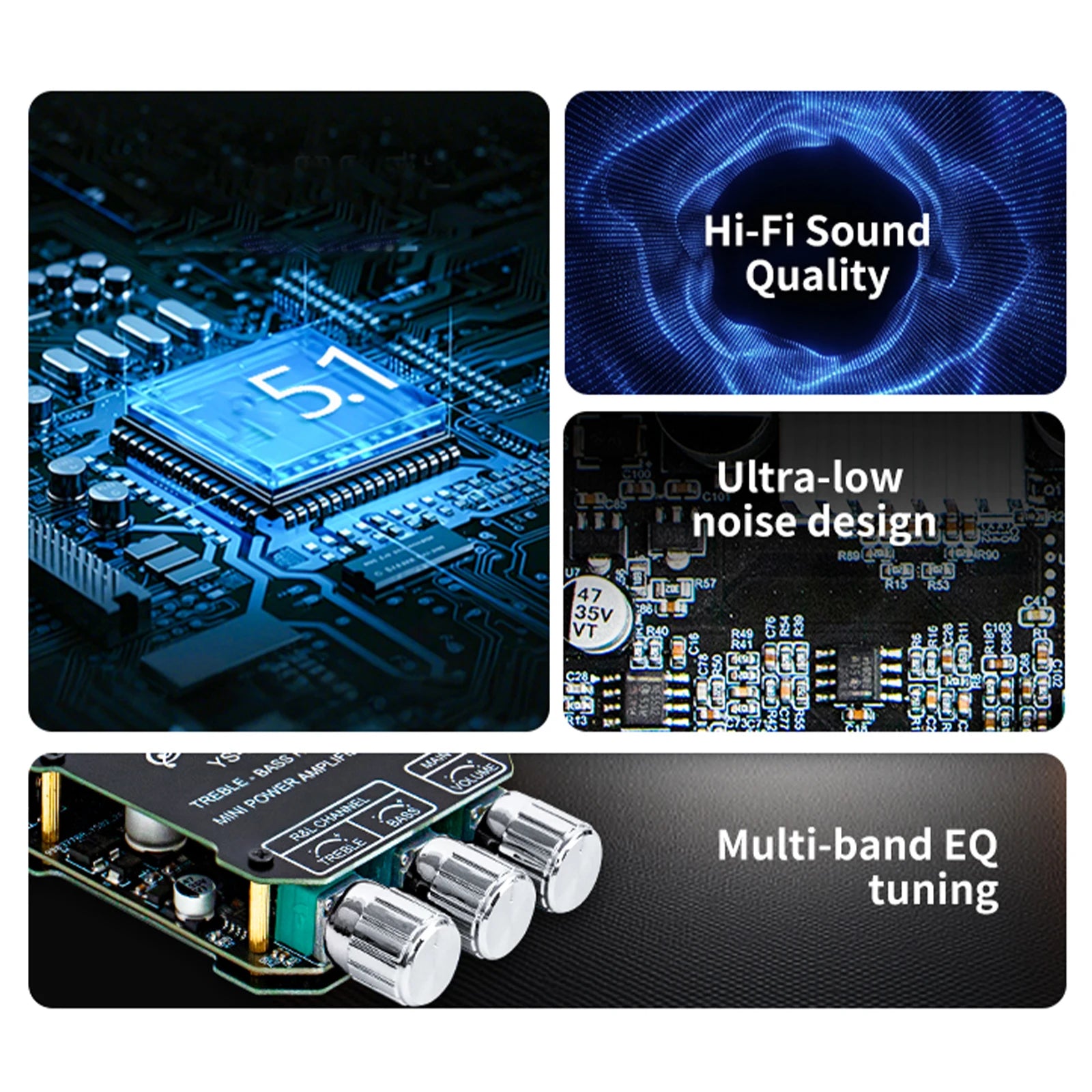 YS-502MT Digital Power Amplifier Module BT AUX Input 50W+50W Hifi