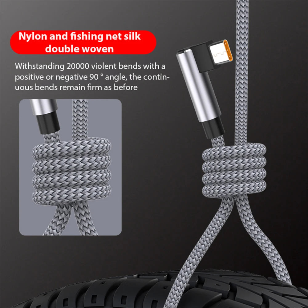 6A USB-C Elbow Fast Charge Cable – 1m to 8m | Type-C USB-C Charging Cable Zpaxo
