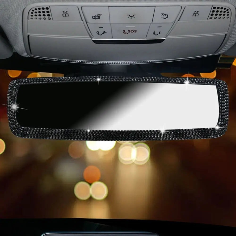 Bling Design Car Rearview Mirror Decor Full Rhinestone Shiny Crystal Zpaxo