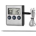 Probe Temperature Cooking Oven Meter Grill Timer Function Meat Kitchen Food Digital BBQ Thermometer New Stainless Steel Zpaxo Silver