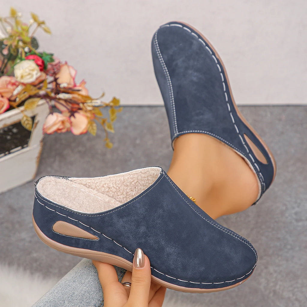 Women Slippers Large Fashionable Sandals Round Toe Slip-on Platform Zpaxo ROYAL BLUE 43