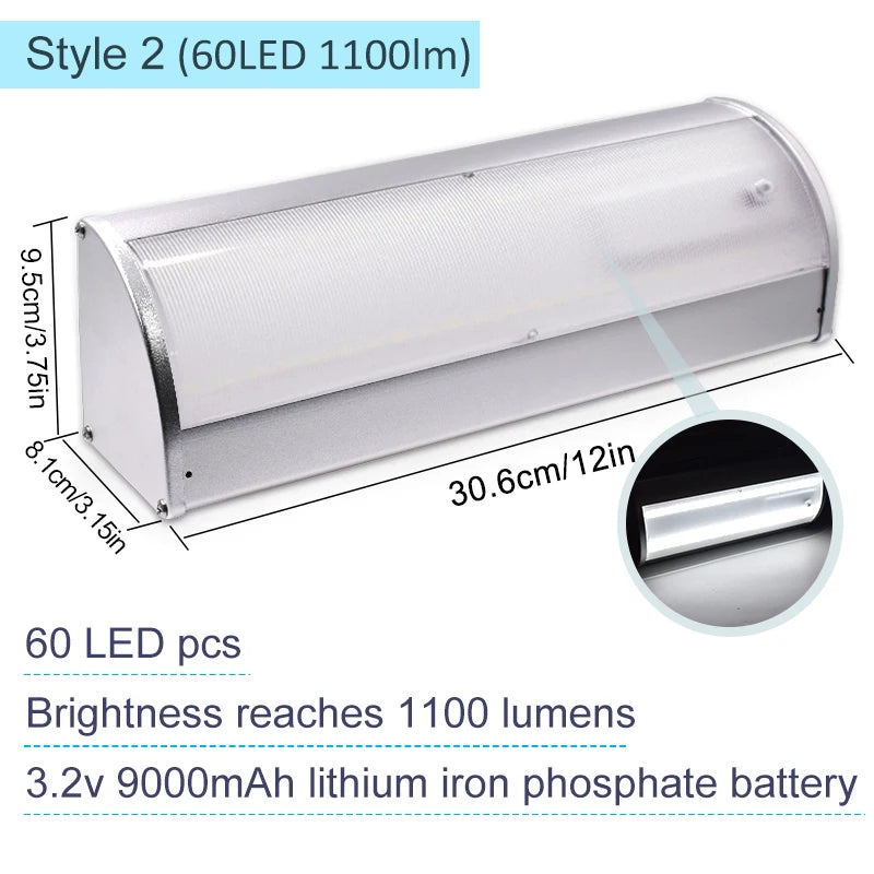 Bright 1100lm Solar Light Outdoor 4 Modes Sensor Lamp Aluminium Alloy Zpaxo