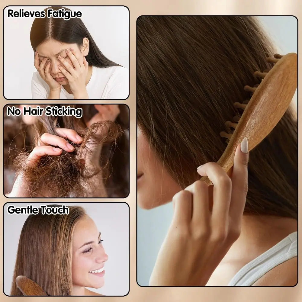 Wooden Loc Comb Comfortable Massage Wide Teeth Body Meridian Zpaxo