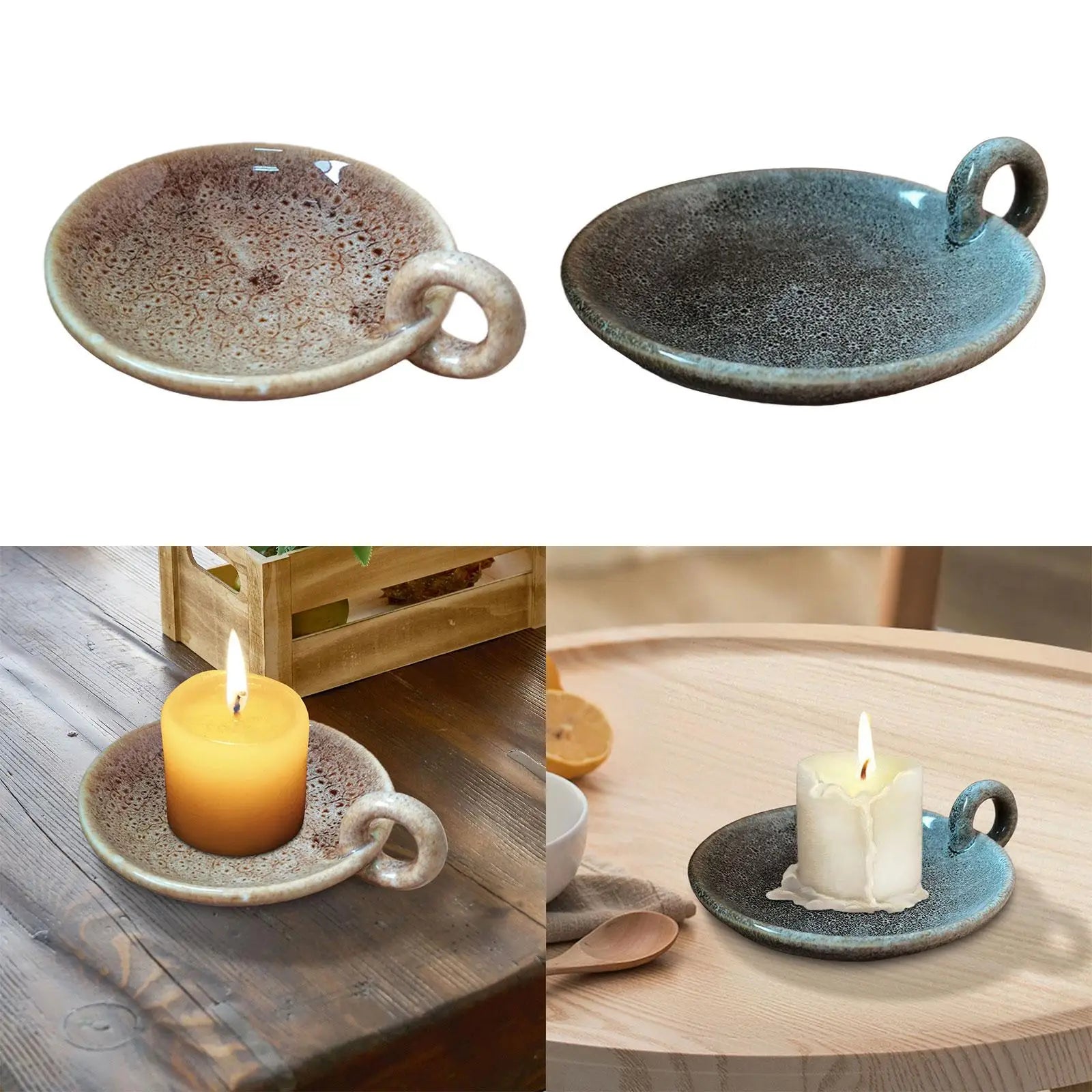 Ceramic Candle Plate Round Candlelight Stand Candle Holder Candlestick for Anniversary Living Room Fireplace Home Decoration Zpaxo