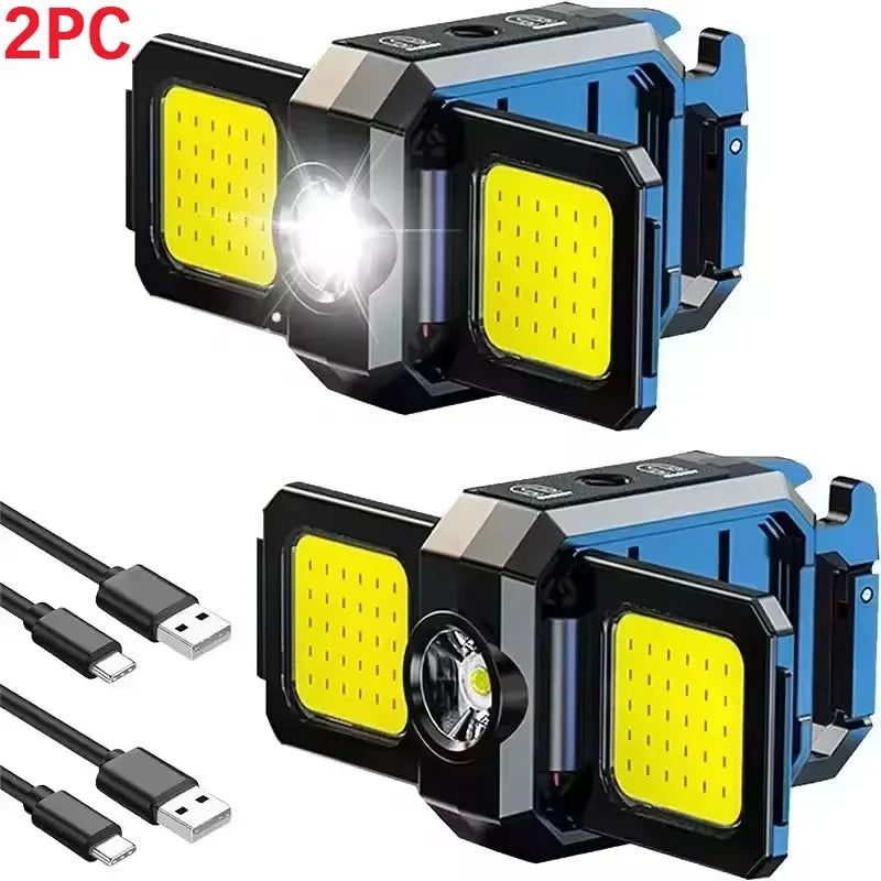 COB LED Keychain Flashlight – 90° Foldable Rechargeable Work Light