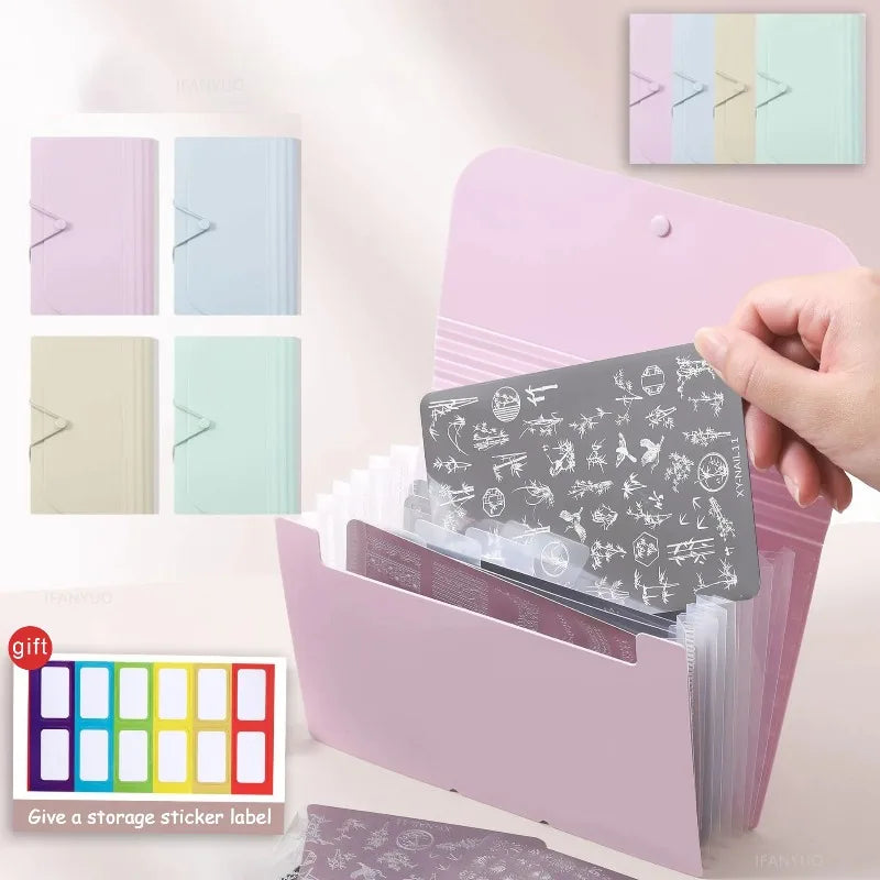 Nail Stamper Plates Storage Book Foldable Dust-proof