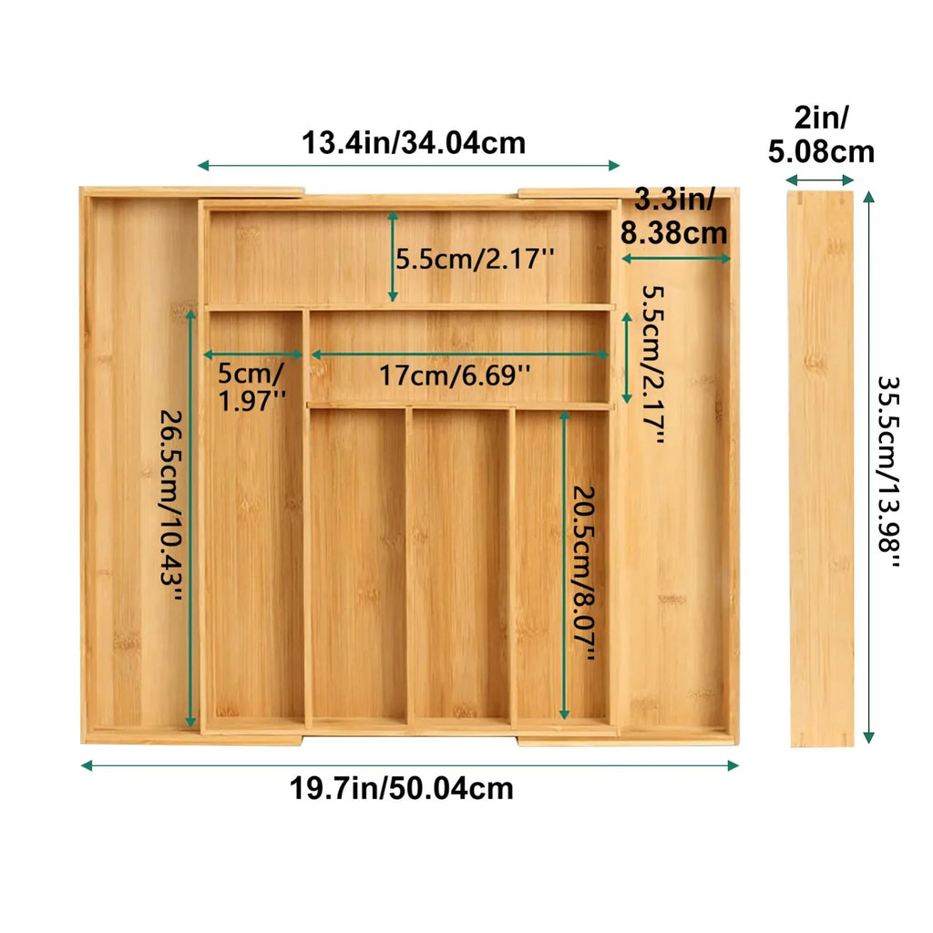 ‌Bamboo Drawer Organizer Expandable Adjustable Cutlery Tray for Kitchen Utensils Silverware Storage Home Organization Tool Zpaxo
