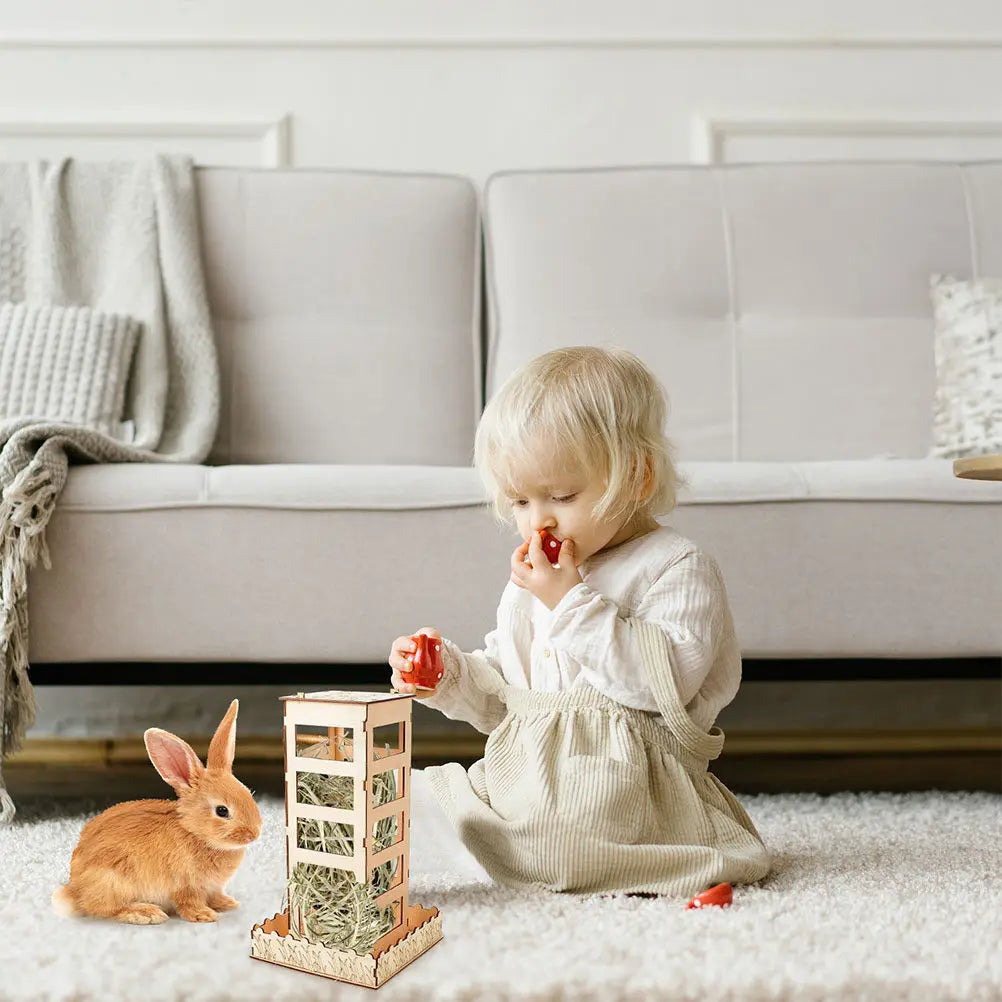 Rabbit Hay Feeders Wooden Stable Rack Suitable Bunny Cage Guinea Pig
