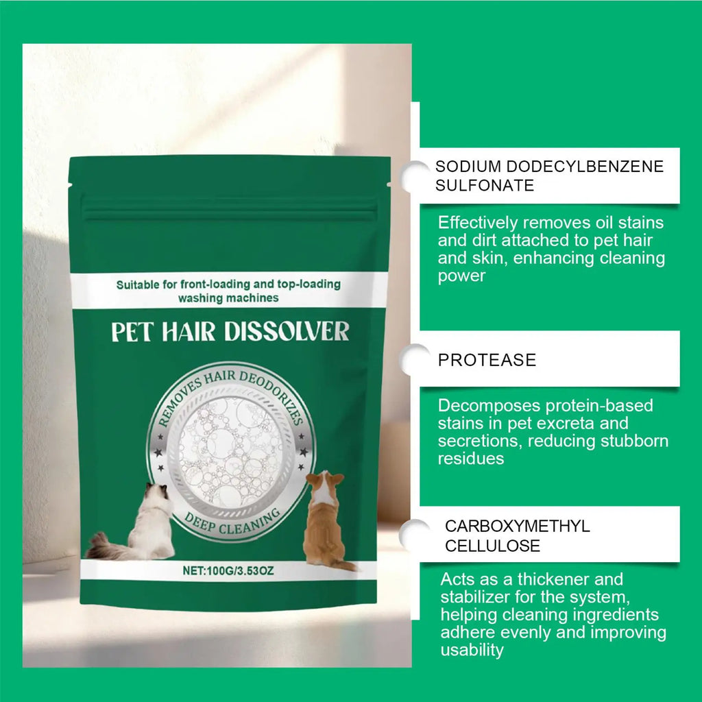 Pet Hair Remover Powder Laundry Detergent Additive Lint Dissolver Cat
