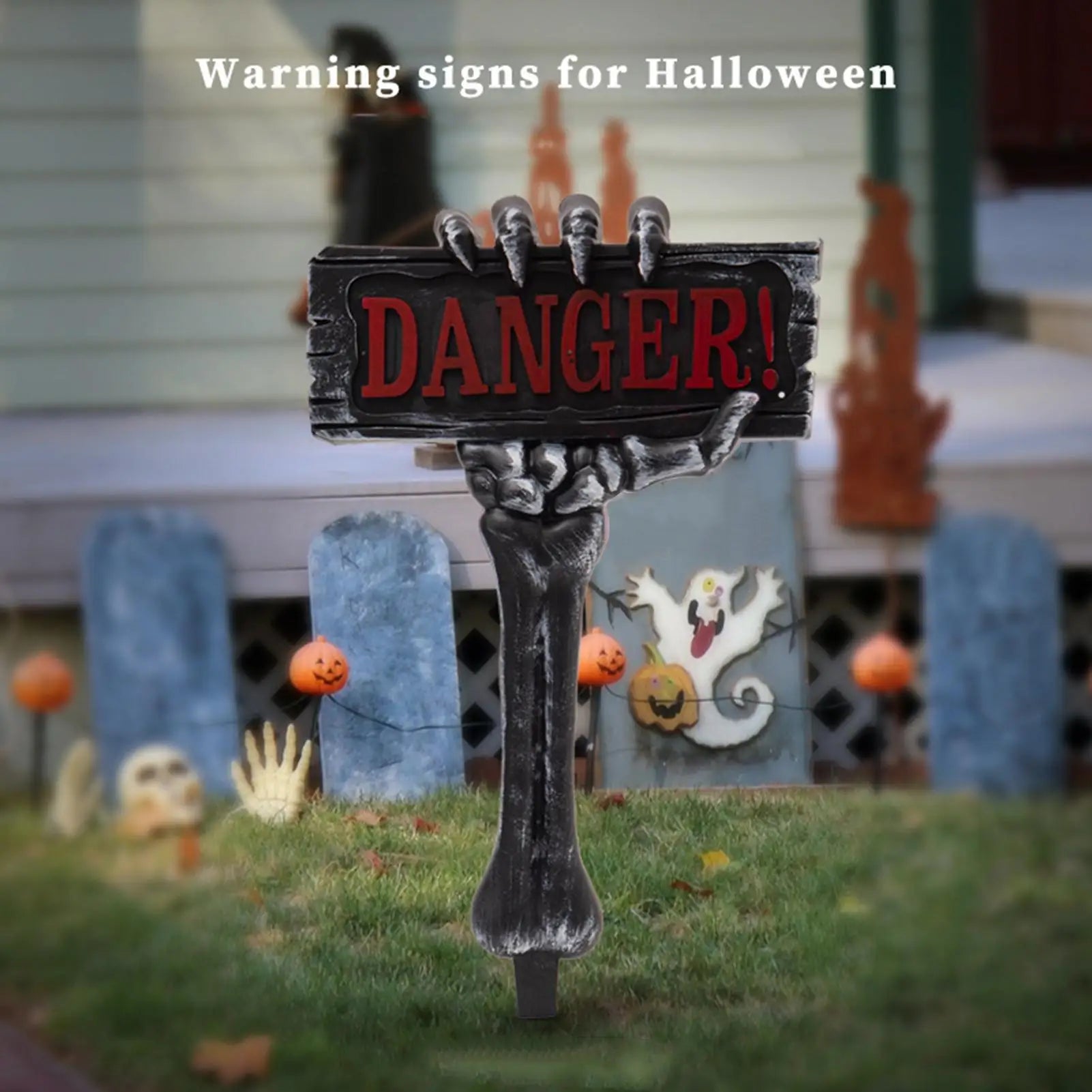 Skeleton Yard Signs Halloween Bones Garden Spooky Party Supplies