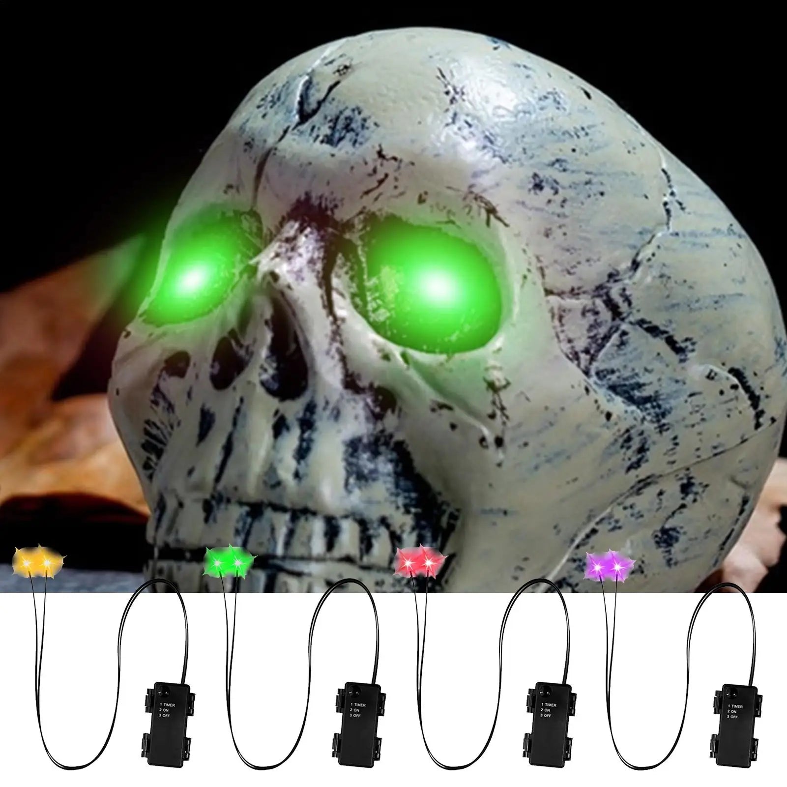 Halloween LED Glowing Eyes Timer Light Up DIY Skeleton Pumpkins Masks