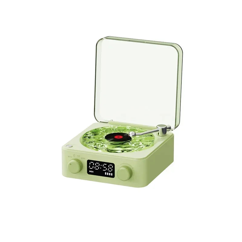 Waves Vinyl Player Bluetooth Speaker with White Noise Retro Turntable Speaker Sleep Aid Vitrola Shaped Speaker with RGB Light Zpaxo Green