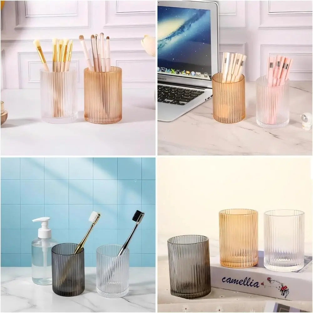Vintage Striped Make Up Cup Acrylic Pure Makeup Brush Holder Zpaxo