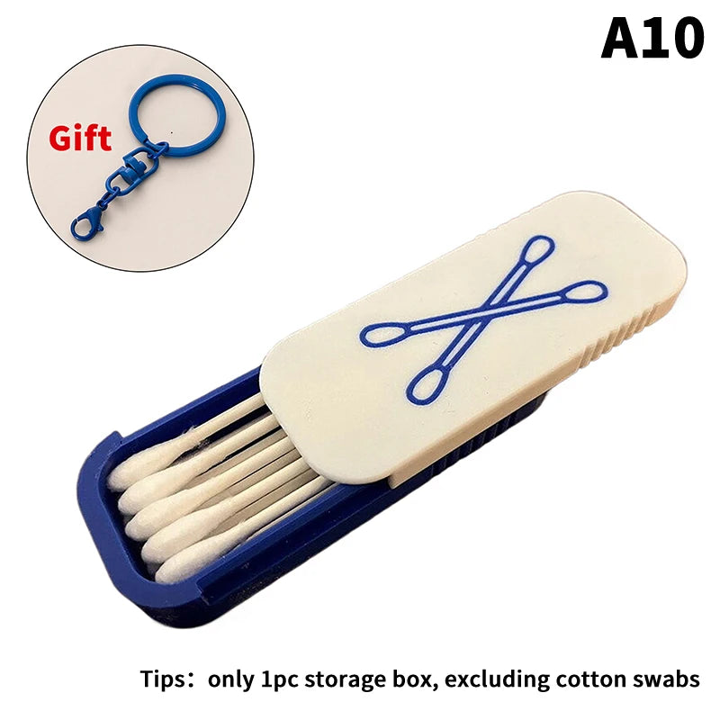 CMNew Mini Sliding Cotton Swab Storage Box Keychain Portable Case Zpaxo A10
