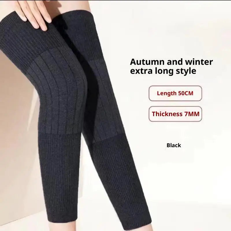 High-grade Wool Cashmere Knee Pads Leg Warmers Pair Grey Black Zpaxo A1
