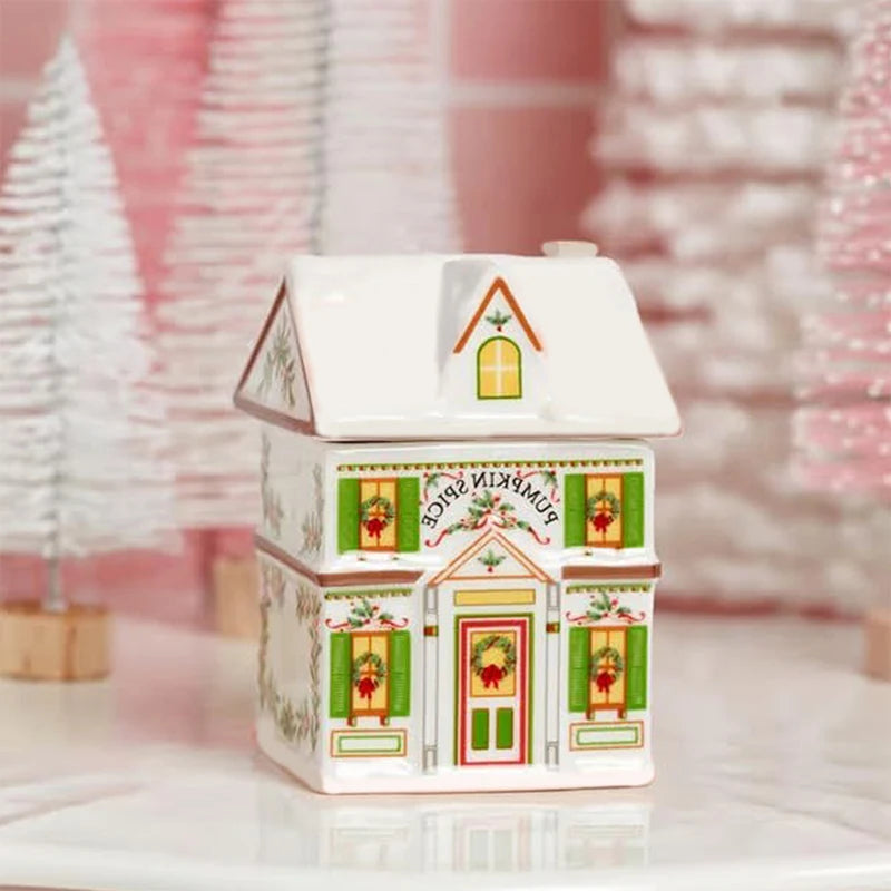 ▶1PCS Holiday Village Spice House Set, Mini Christmas Gingerbread Houses Jars, Kitchen Countertop Festive Decor, New Year Gifts Zpaxo E