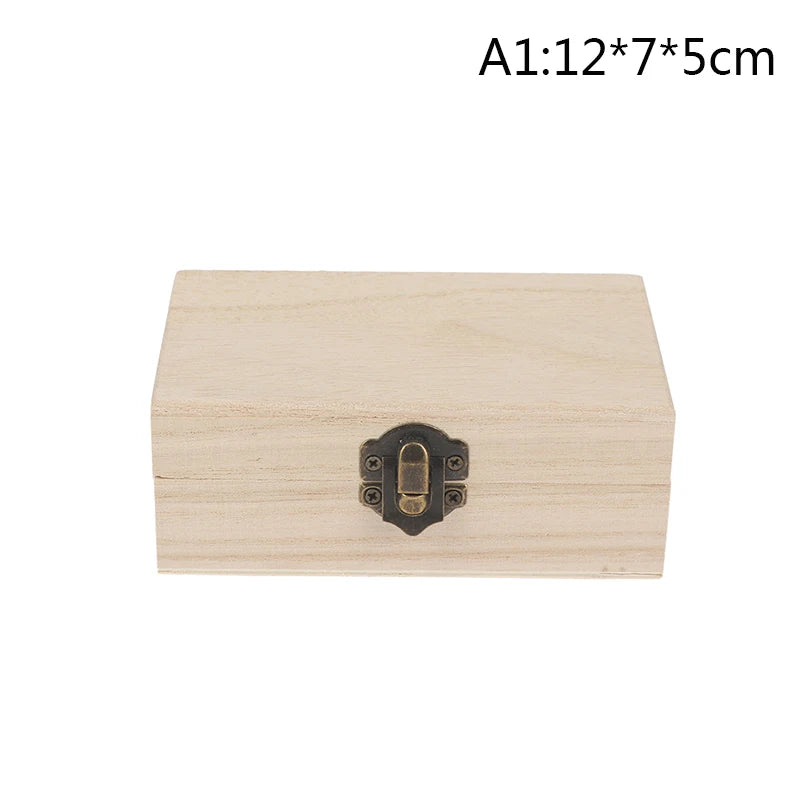 Retro Wooden Storage Box Lid Multifunction Hinged Boxes Packing
