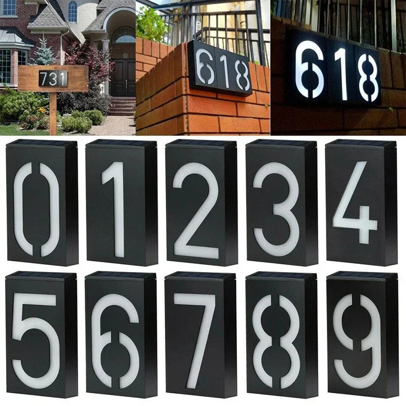 Solar Light House Number LED Doorplate Address Lamps Apply Villa Zpaxo
