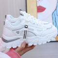 Women Sneakers Breath Thick Bottom Lightweight Sports Shoes 2025 New Lace-up Wedge Sneakers Women Comfortable Leisure Shoes Zpaxo GRAY 40