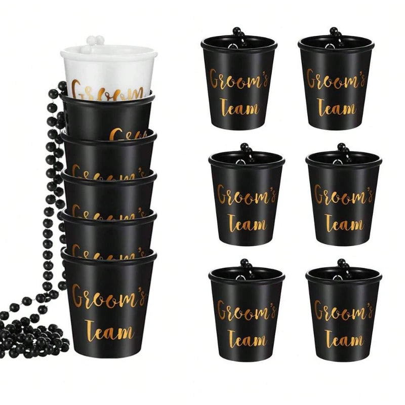 Team Bride Cups Be Plastic Shot Glasses Necklace Wedding Bridal