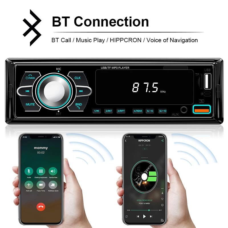 HIPPCRON Car MP3 Player Supports Wireless Call Connection 7 Light