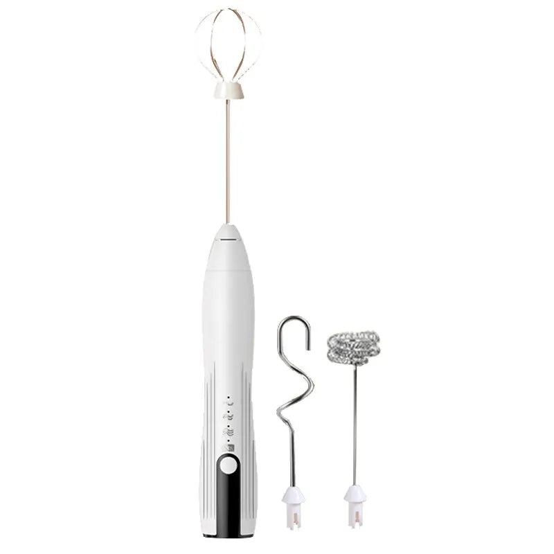 Mini Electric Milk Foamer Blender Wireless Coffee Whisk Mixer Handheld Egg Beater Cappuccino Frother Mixer Kitchen Whisk Tools Zpaxo 200582-whiteT