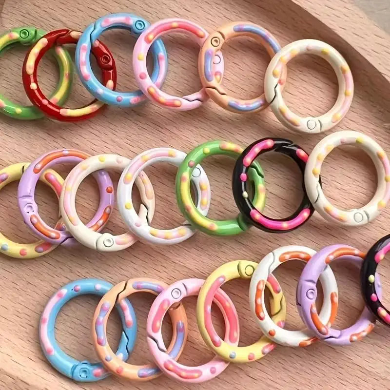 8pcs random Alloy Key Rings – Colorful Donut Spring Gate Carabiners, Keychain Connectors for Jewelry & Crafts Zpaxo