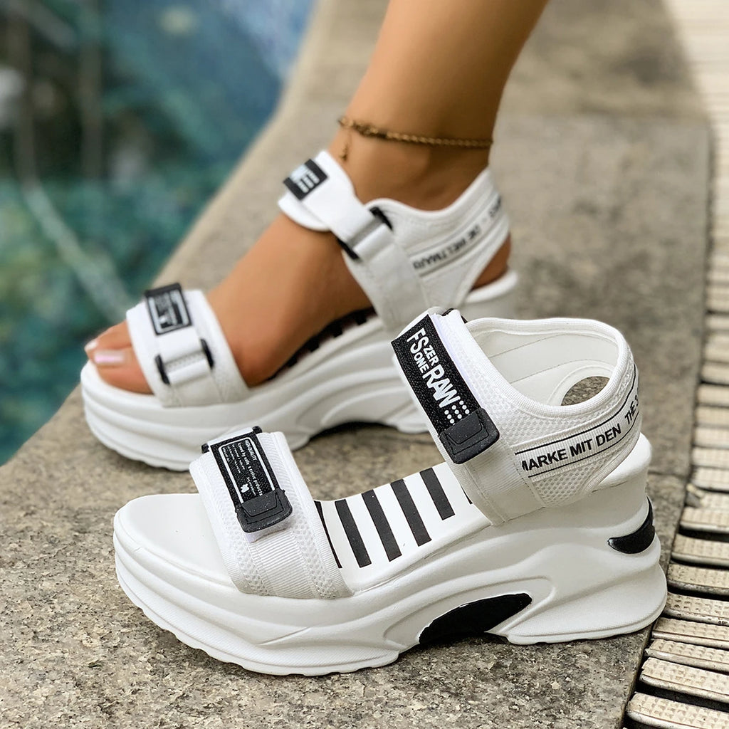 Summer Ladies Sandals Platform Wedge Heels Shoes Casual Heightening Zpaxo
