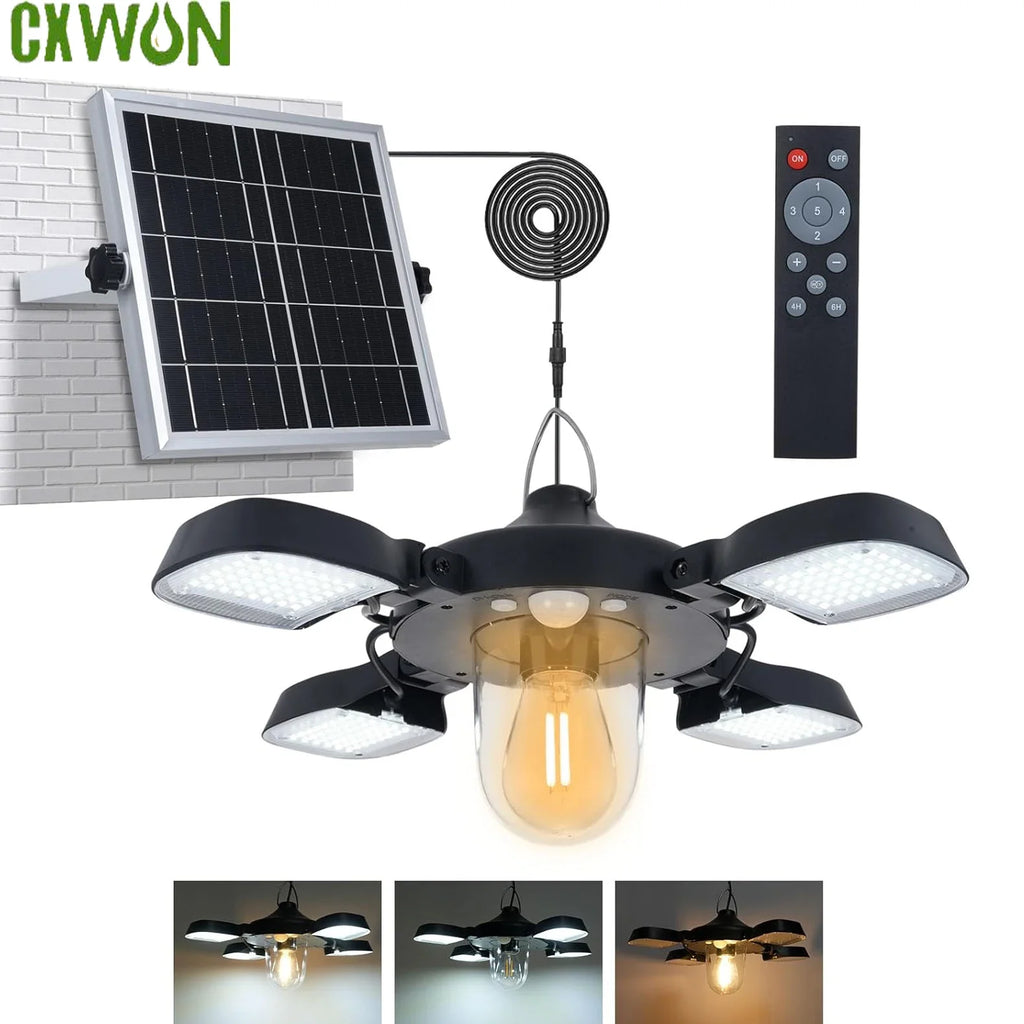 Outdoor Solar Shed Light 192 LED Motion Sensor 5 Modes Waterproof Pendant Lighting for Barn Patio Garage Zpaxo