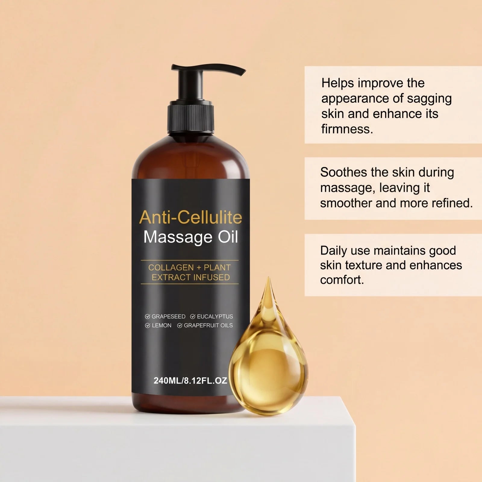 Hoygi Firming Body Massage Oil – Collagen Anti-Cellulite 240ml Anti-Cellulite Body Oil Zpaxo