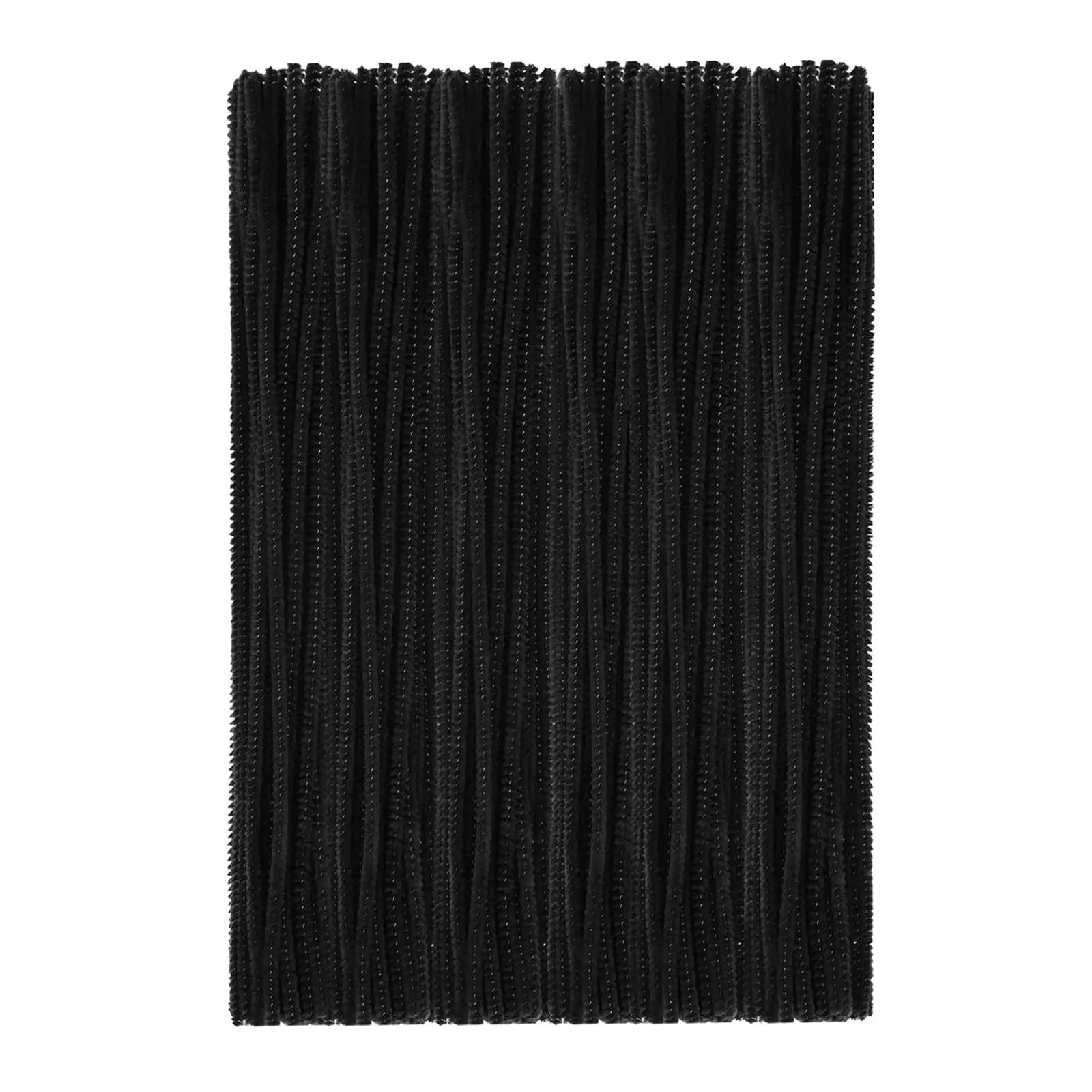 100Pcs Plush Chenille Stems 6mm x 12inch Flexible Pipe Cleaners Kids Educational Toy for Art Projects Decorations DIY Crafts Zpaxo black
