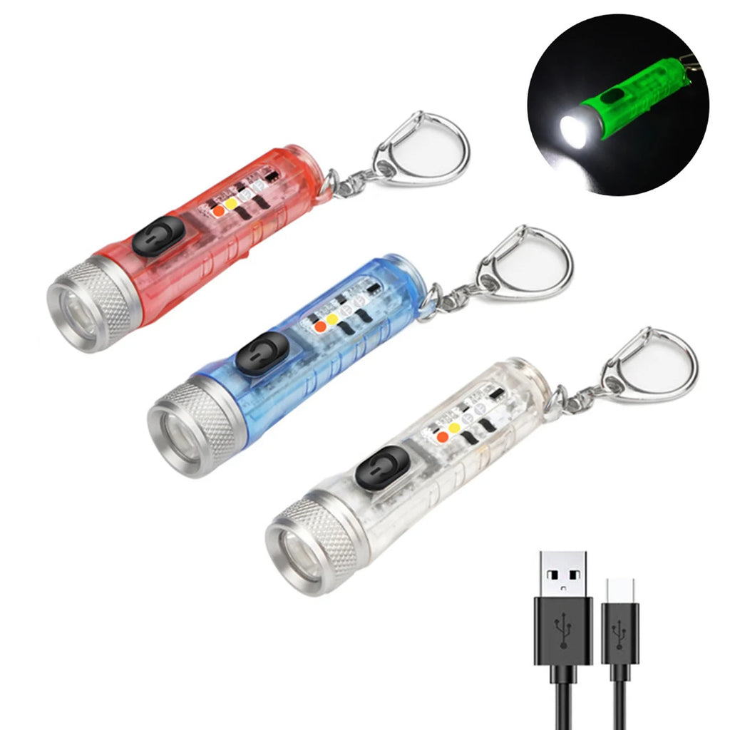 Mini Keychain LED Flashlight – USB-C, IP66, 400LM Torch