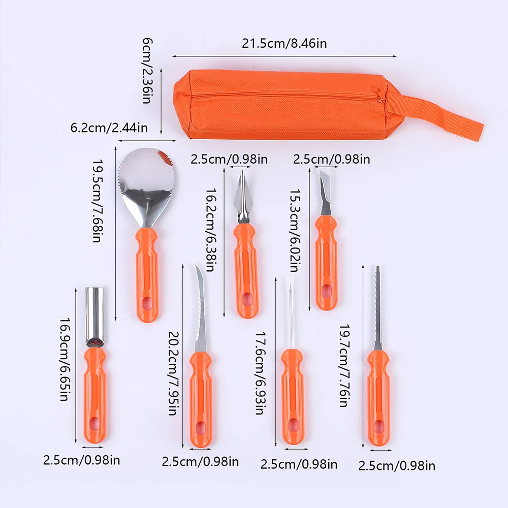 Pumpkin Carving Kit Pumpkin Cutter Tools Halloween Molds Stainless Steel Pumpkin Carver Stencils Cookie Cutter Kitchen Utensil Zpaxo 7Pcs