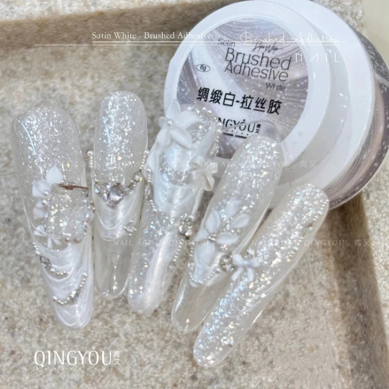 Silk Pearl White Stretch Gel Nails Elastic Pulling 3D Nail Art