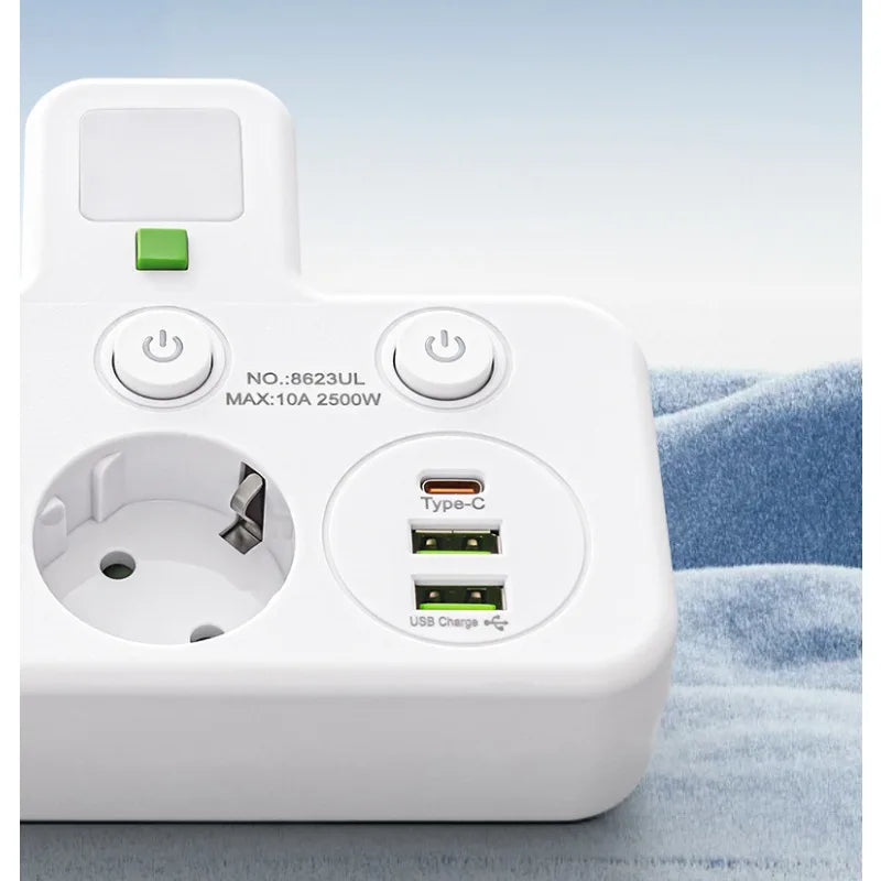 EU Power Sockets Usb Wall Socket Multiple European Plug Wall Mounted European Standard Socket USB-C Charging Power Sockets Zpaxo