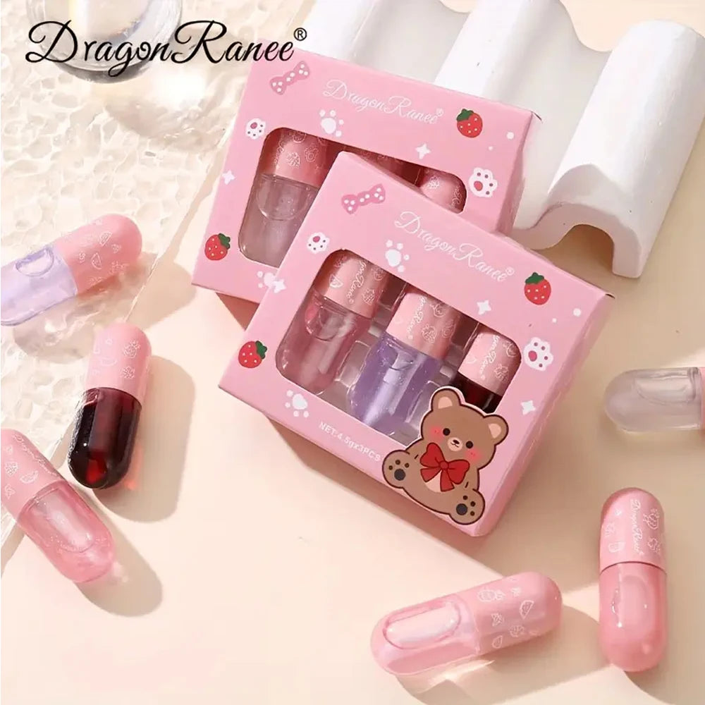 3-Piece Set of Lip Gloss, Moisturizing, Long-Lasting Mirror Gloss with Soft Matte Embellishment, Non-Stick Cup, Plant Ingredient Zpaxo