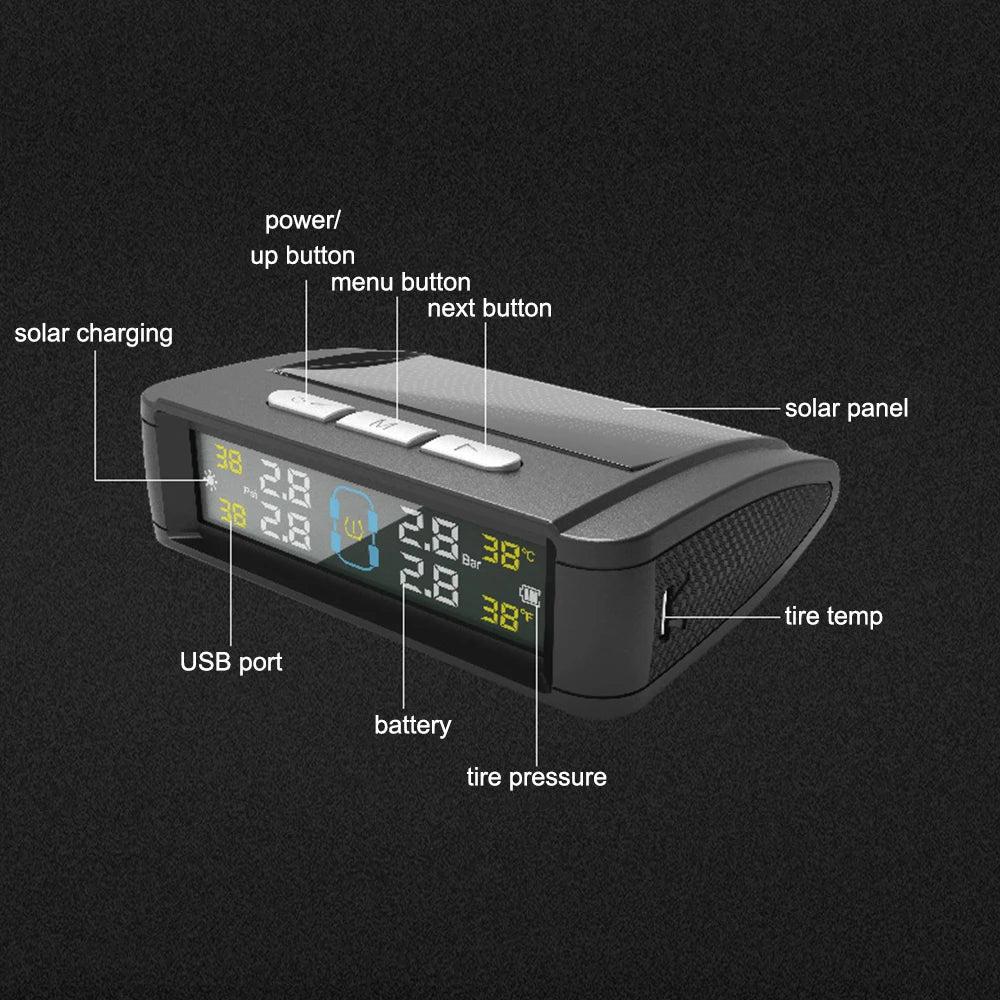 Tire Pressure Monitoring System Auto Security Alarm Systems Solar USB