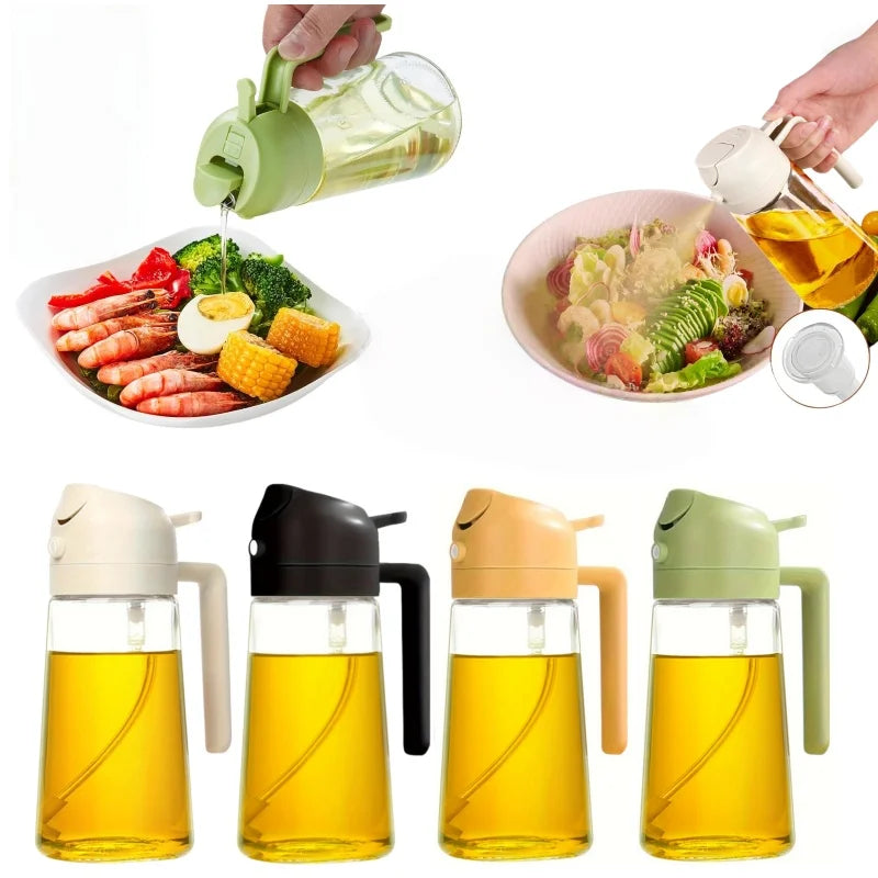 Olive Oil Spray Bottle for Oil Bottle Pouring for Cooking Oil Spices Camping Dispenser with Automatic Lid Spice Shaker Zpaxo