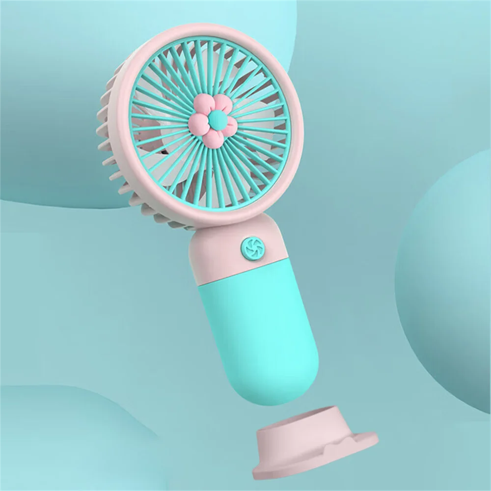 Handheld Small Fan Summer Mini USB Charging 1st Gear Fan with Lazy Stand Handheld Desktop Portable Silent Student 1PC Zpaxo pink and blue