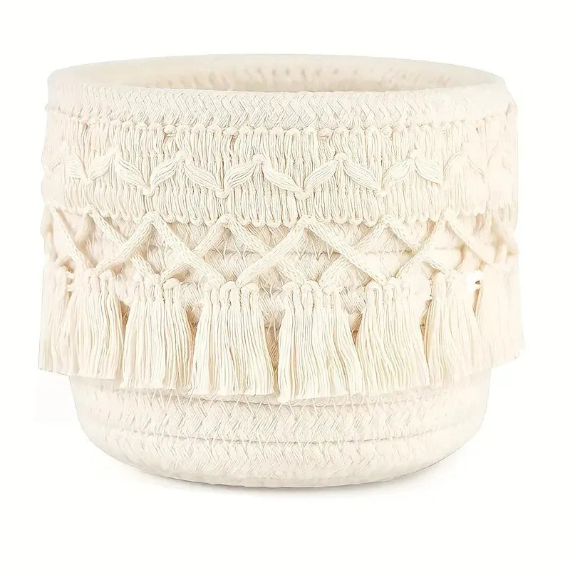 Tassel Makeup Brush Holder – Wicker Cosmetic Organizer Basket Cosmetic Organizer Basket Zpaxo White 12 10cm