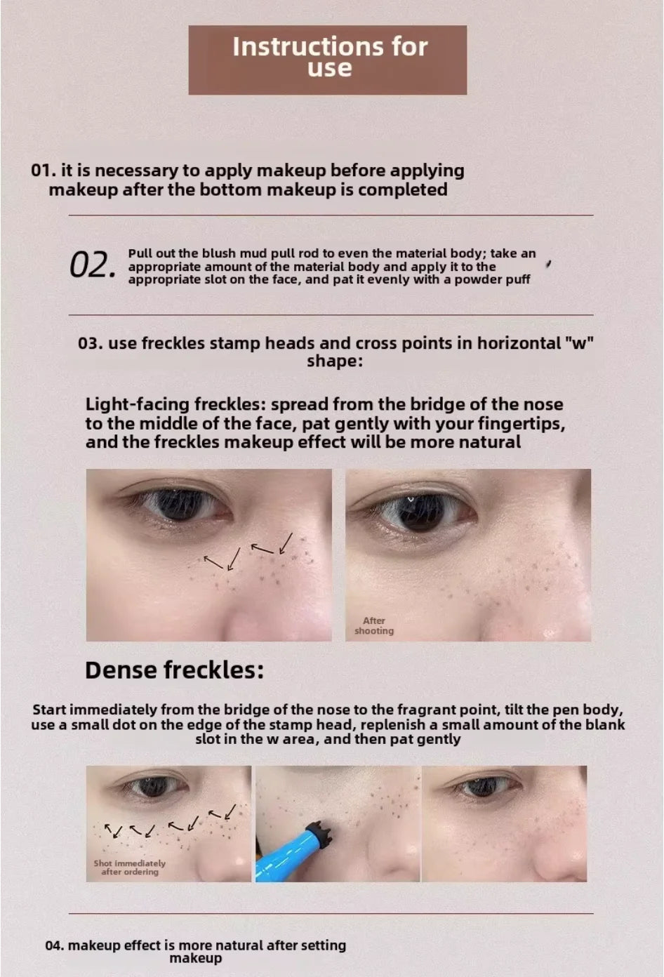 DEZONE Natural Looking Freckle Pen Freckle Blush Pencil Long Lasting Waterproof Freckles Stamp 2 In 1 Blush Makeup Cosmetics Zpaxo