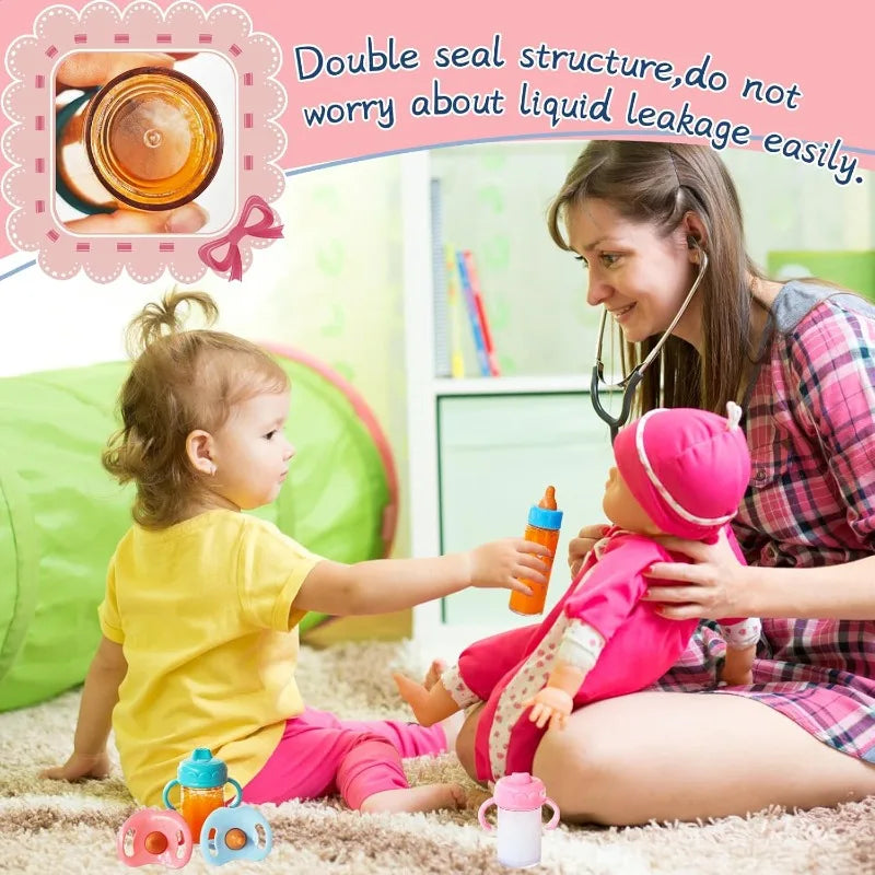 13-Piece Baby Doll Accessory Bottle Feeding Pretend Play Toy Magic