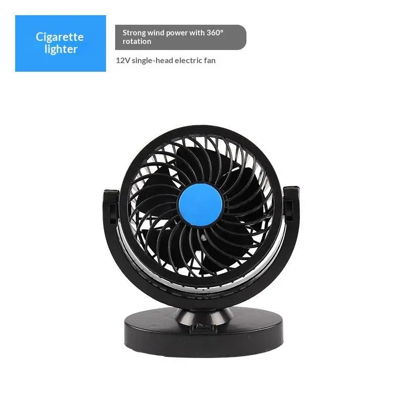 Dual Fan 360° Rotation 12V Cooling Fan – Car, Truck, RV & Desk