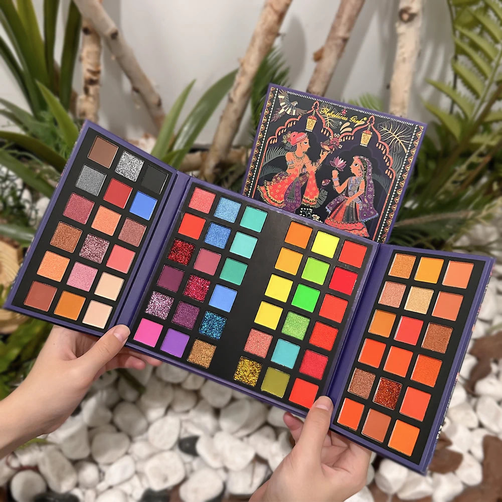 72 Rainbow Eyeshadow Palette Pigment Board Shimmer Glitter Matte Zpaxo