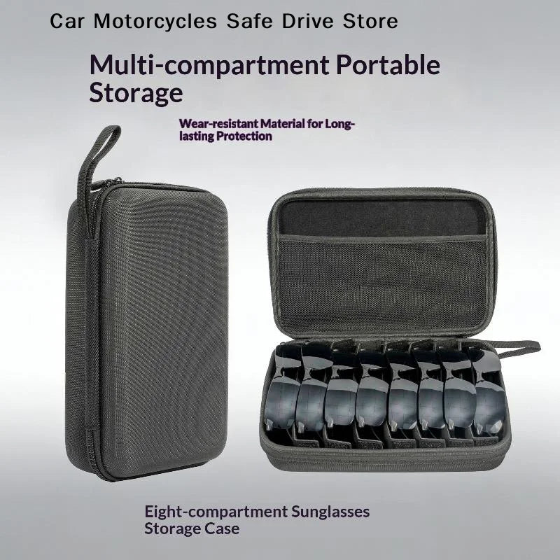CM4 5 6 7 8 Compartments Adjustable Glasses Organizer Portable Black